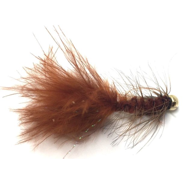 thumbnail image 2 of DK Custom Flies Bead Head Hot Spot Wooly Bugger – Brown, Sz 8, 10, 12 (3-Pack) – Fly Fishing 2 of 4