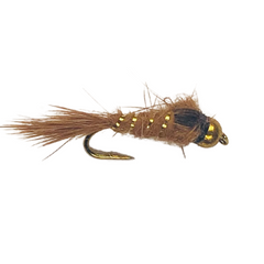 Bead Head Hares Ear Nymph fly in Brown